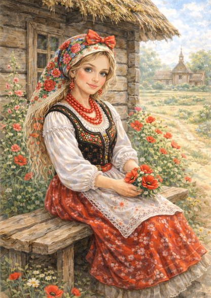 Rice Paper For Decoupage Girl in Traditional Costume from Cracow Full  Cat. No. 8845
