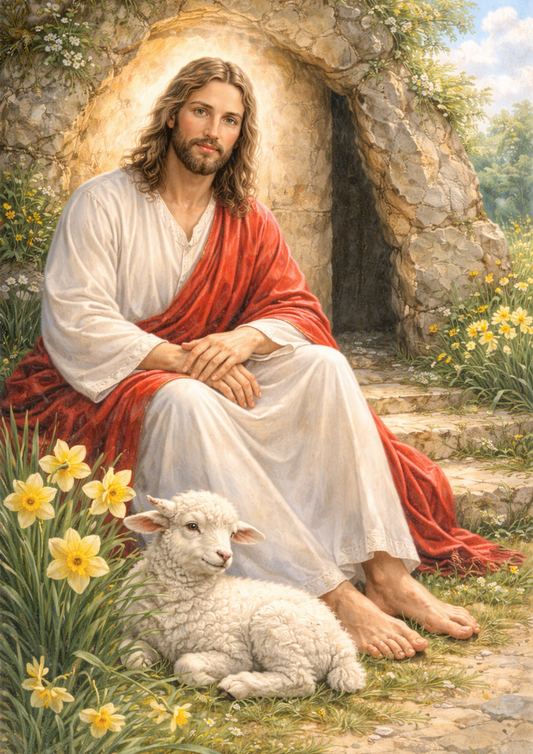 Rice Paper For Decoupage Jesus and Lamb Full  Cat. No. 8846