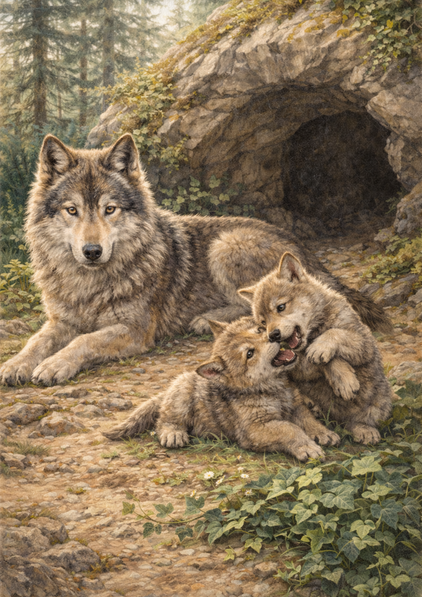 Rice Paper For Decoupage Wolf Family Full  Cat. No. 8852