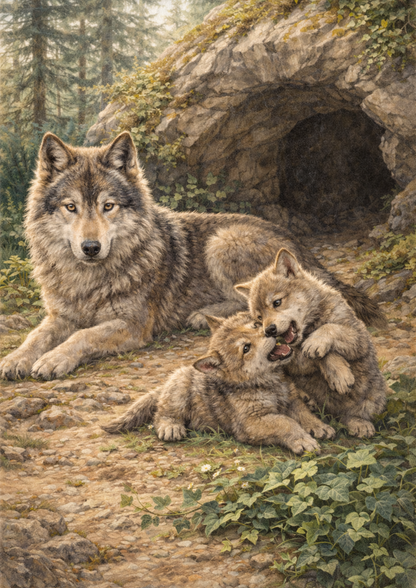 Rice Paper For Decoupage Wolf Family Full  Cat. No. 8852
