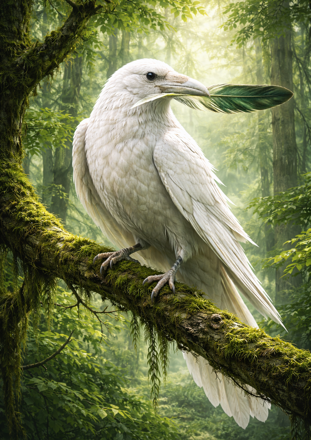 Rice Paper For Decoupage White Raven on the Branch Full  Cat. No. 8865