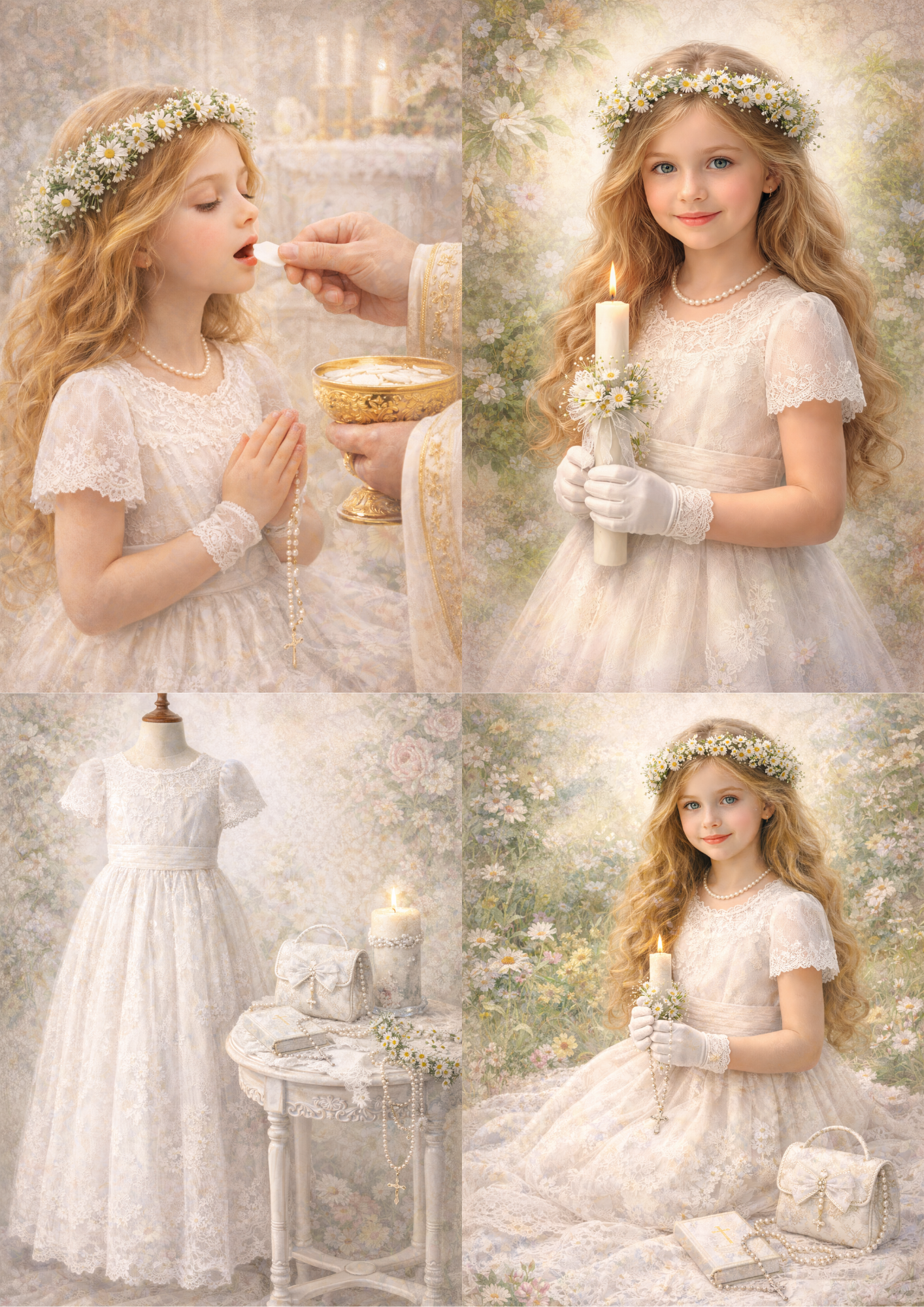 Rice Paper For Decoupage First Communion Day Girl Collage  Cat. No. 8878