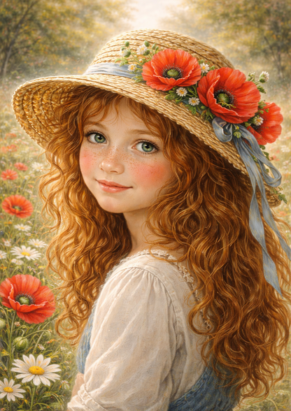 Rice Paper For Decoupage Poppy Girl Portrait Full Cat. No. 8892
