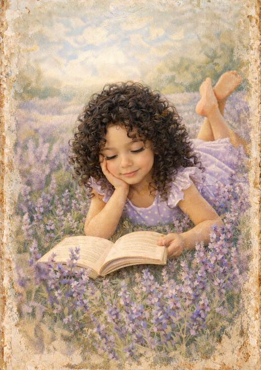 Rice Paper For Decoupage Girl & Lavender Field Full Cat. No. 8921