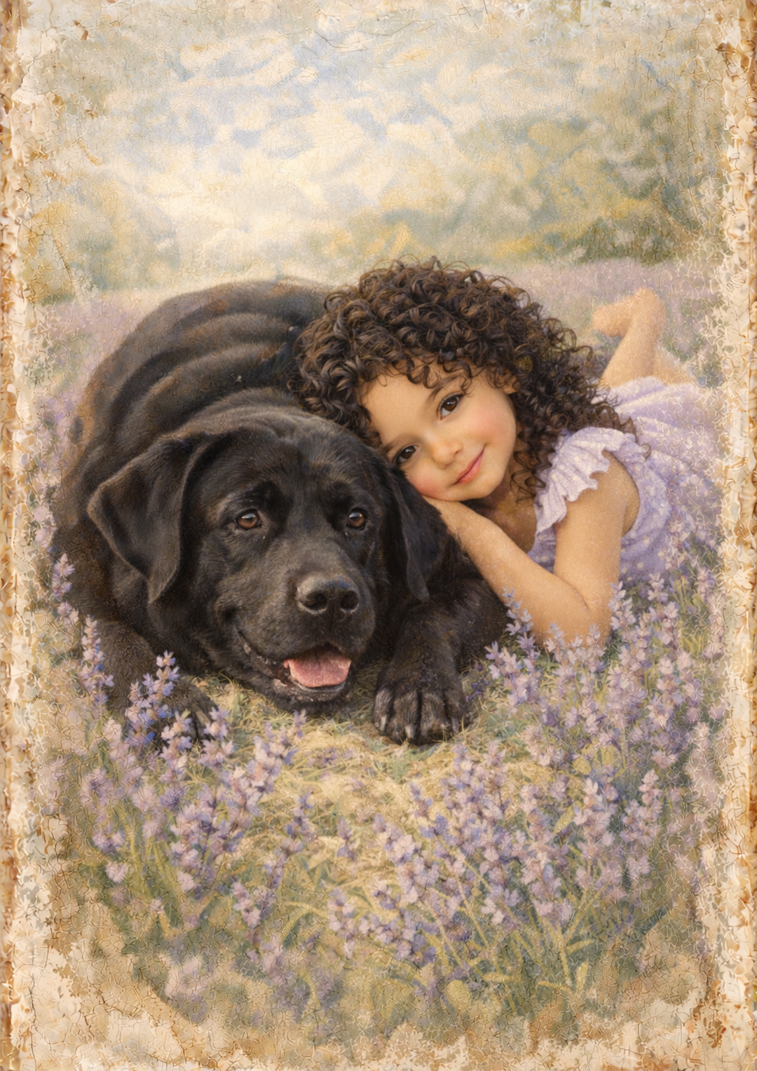 Rice Paper For Decoupage Girl &amp; Lavender Field Full Cat. No. 8922