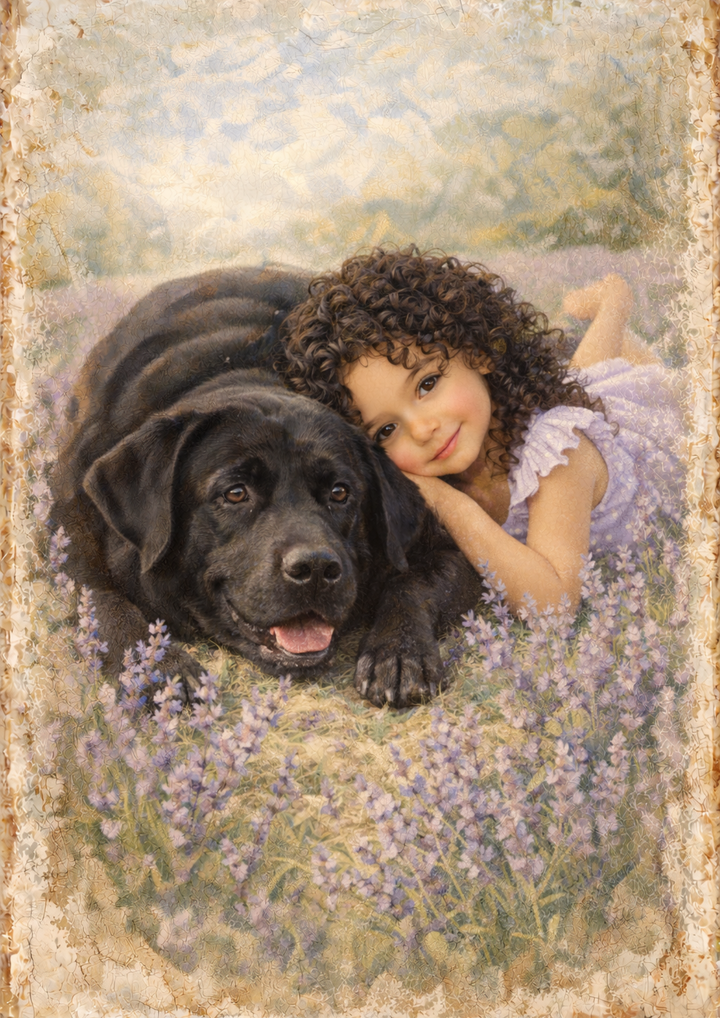 Rice Paper For Decoupage Girl &amp; Lavender Field Full Cat. No. 8922