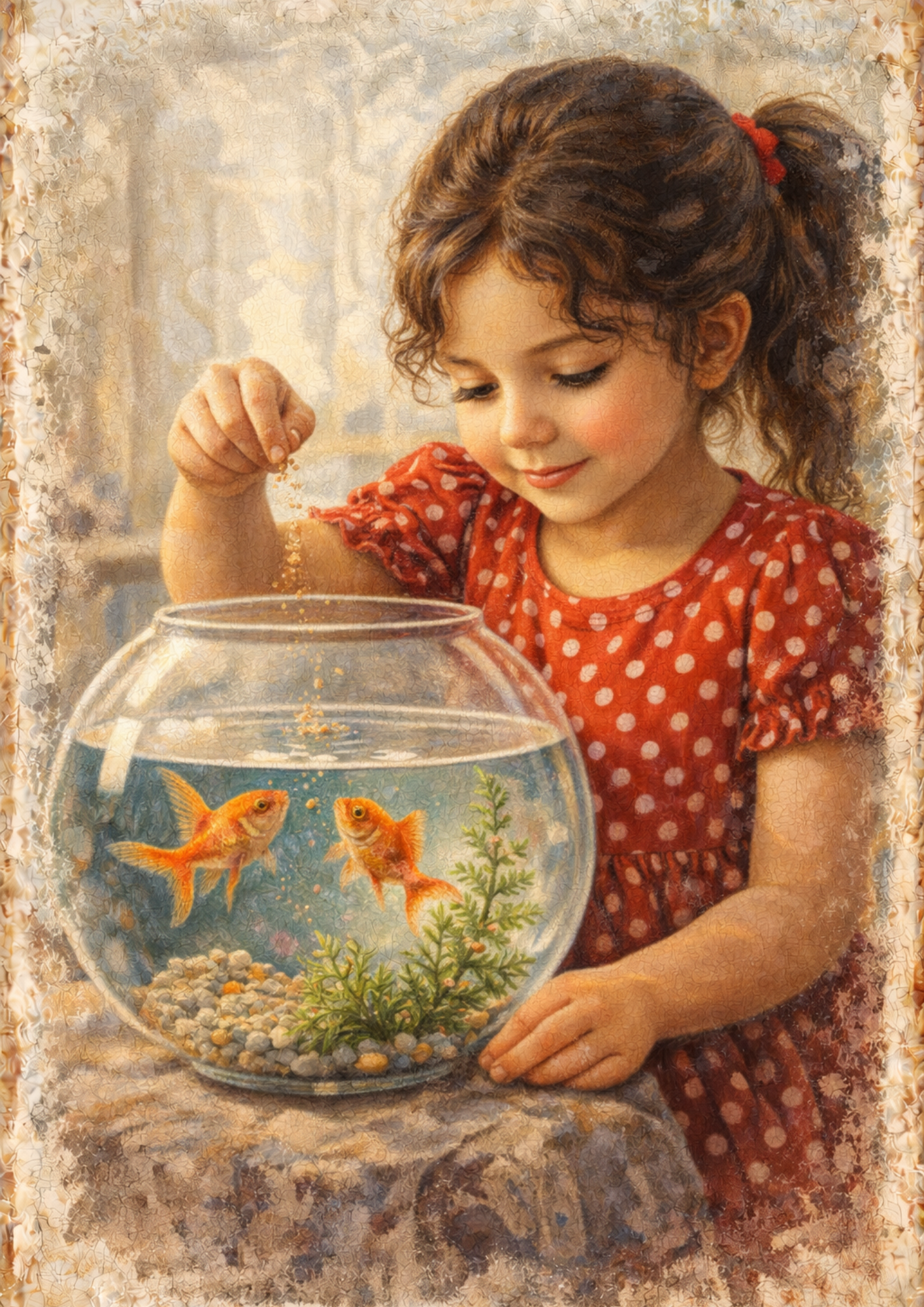 Rice Paper For Decoupage Girl & Goldfish Full Cat. No. 8930
