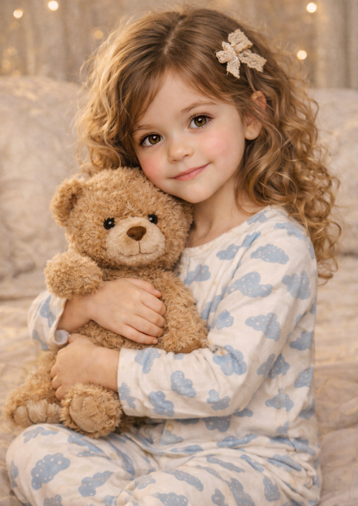 Rice Paper For Decoupage Beautiful Girl and Teddy Bear Full Cat. No. 8936