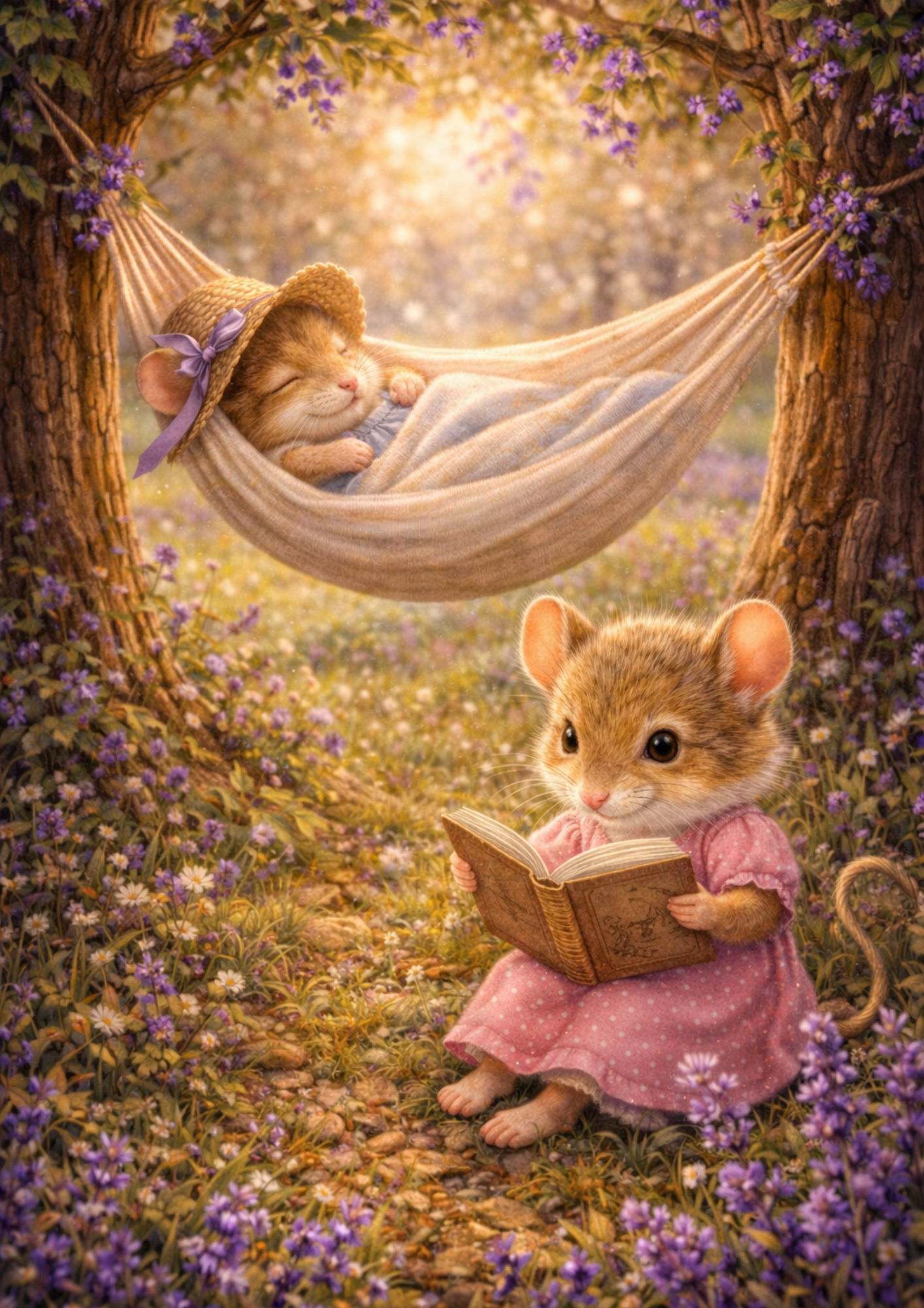 Rice Paper For Decoupage Mice and Lavender Field Full Cat. No. 8953