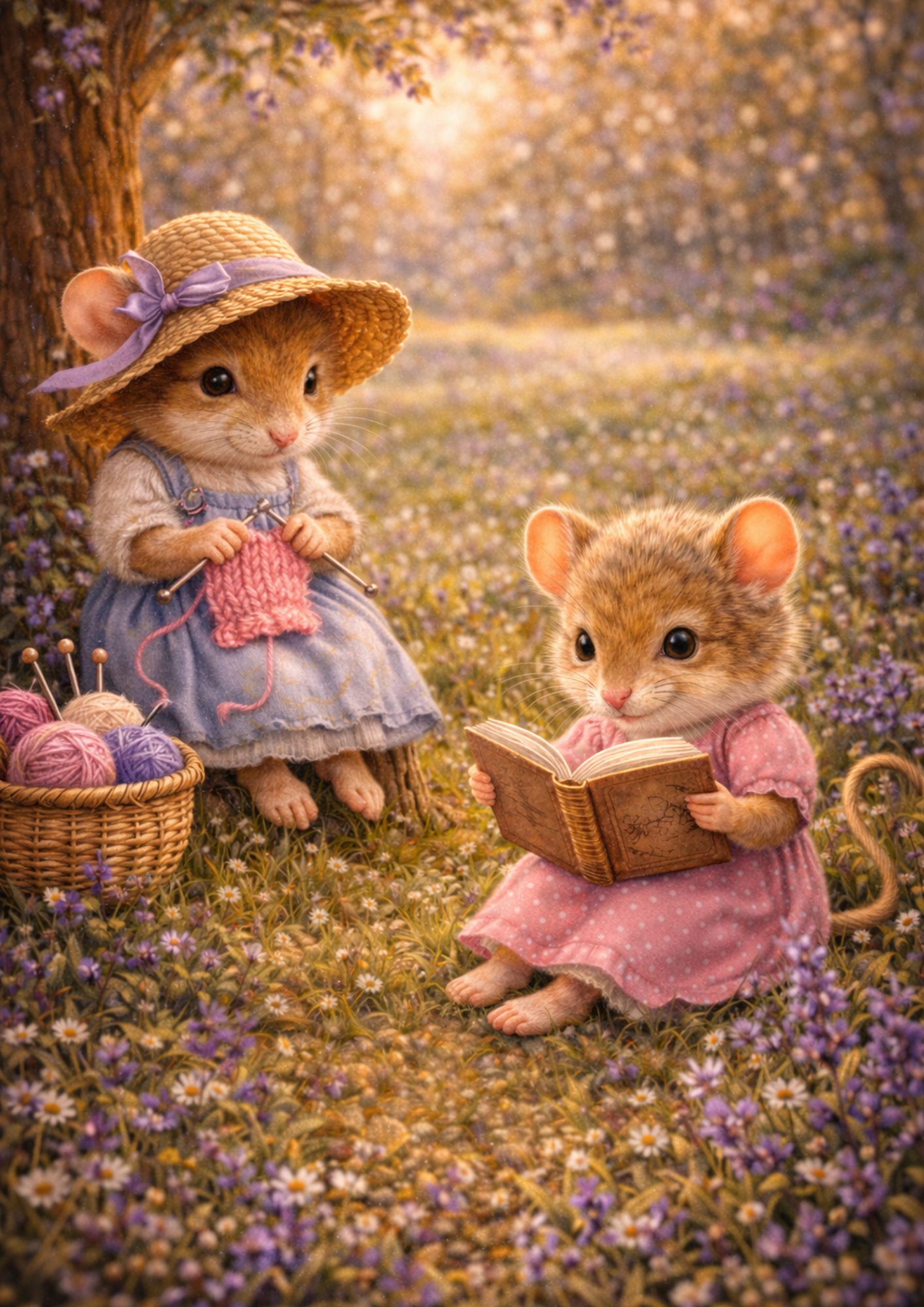 Rice Paper For Decoupage Mice and Lavender Field Full Cat. No. 8954