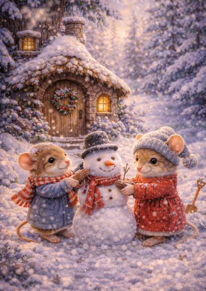 Rice Paper For Decoupage Mice Making Snowman Full Cat. No. 8957