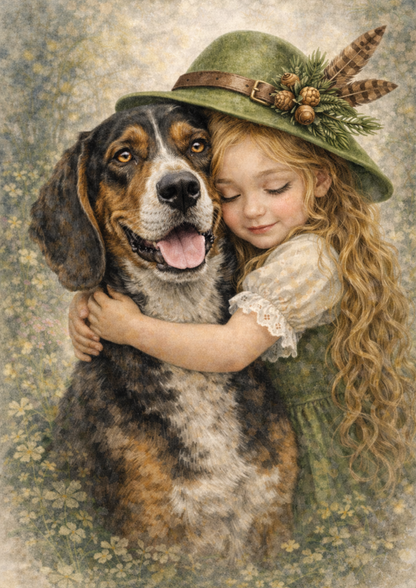 Rice Paper For Decoupage Girl's Hug Full Cat. No. 8972