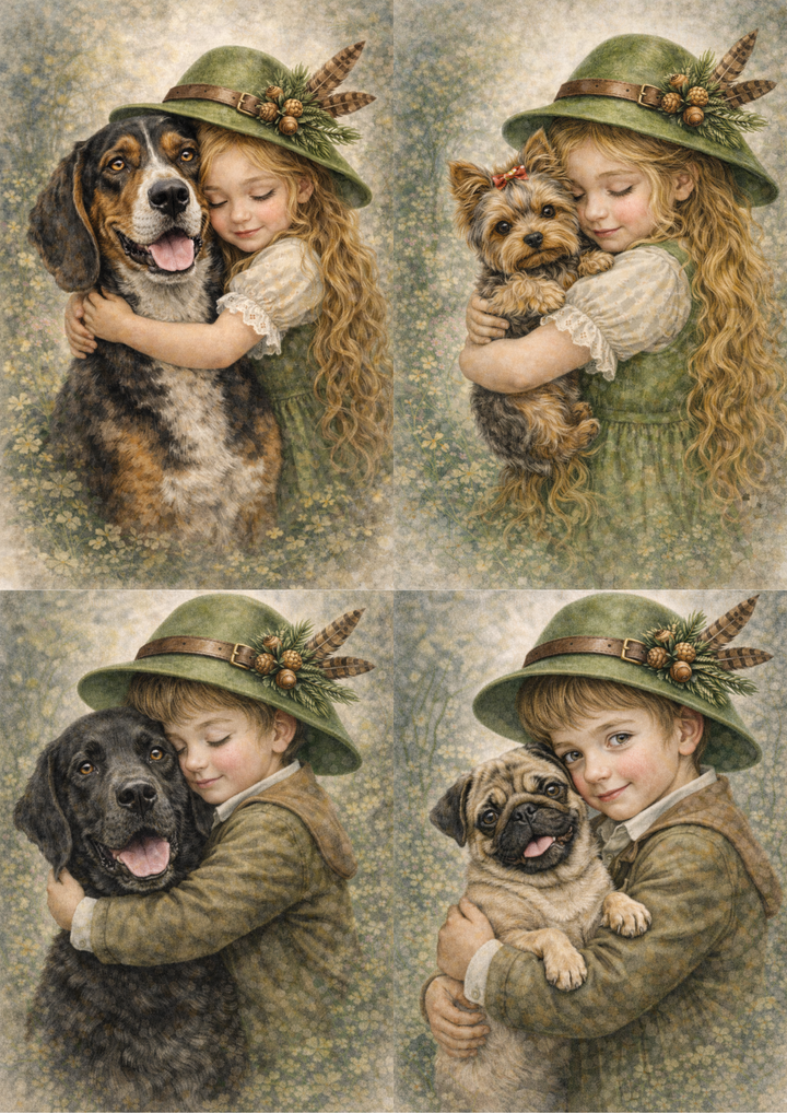 Rice Paper For Decoupage Dog Friends Collage Cat. No. 8976