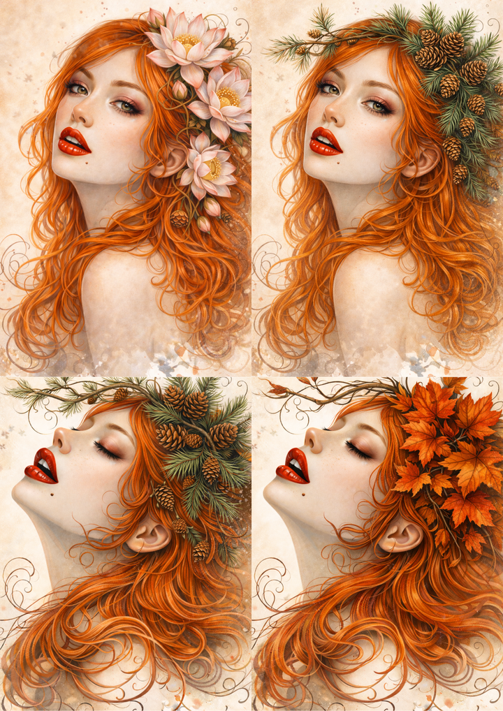Rice Paper For Decoupage Beautiful Woman Collage Cat. No. 8983