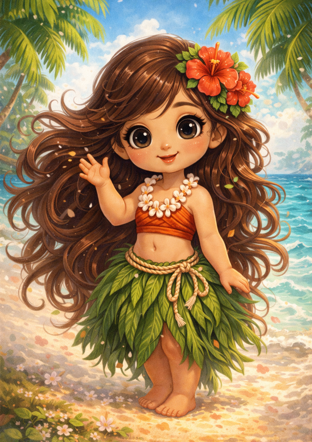 Rice Paper For Decoupage Cute Aloha Girl Full Cat. No. 8991