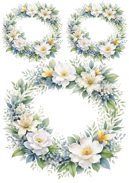 Rice Paper For Decoupage Spring Floral Wreath Collage Cat. No. 9006