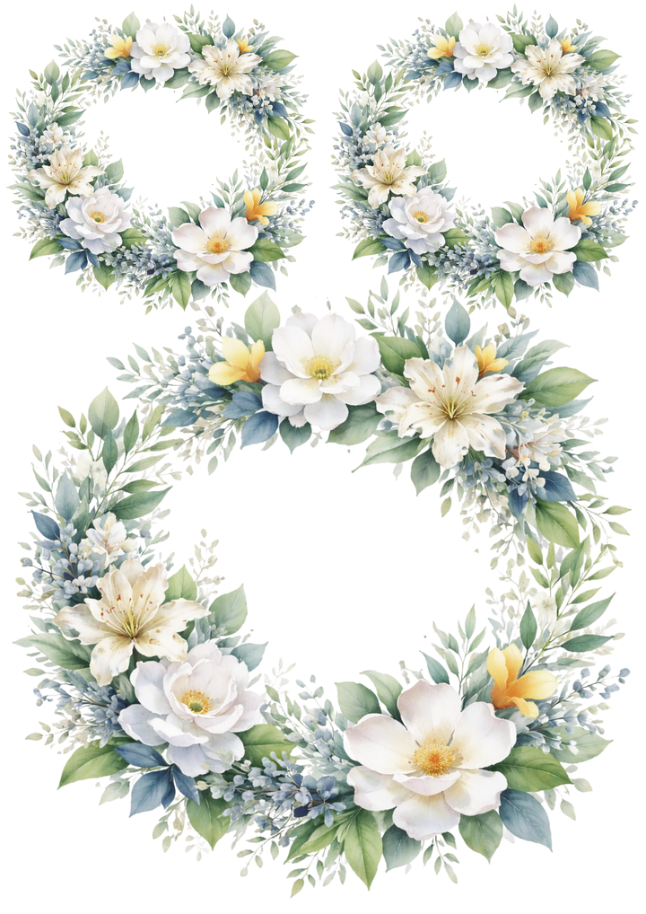 Rice Paper For Decoupage Spring Floral Wreath Collage Cat. No. 9006
