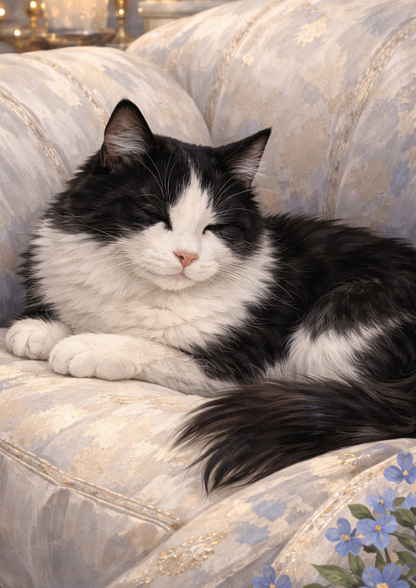 Rice Paper For Decoupage Adorable Cat on the Sofa Full Cat. No. 9016