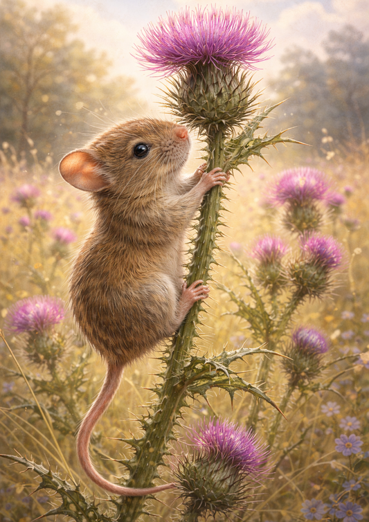 Rice Paper For Decoupage Mouse on Thistle Full Cat. No. 9019