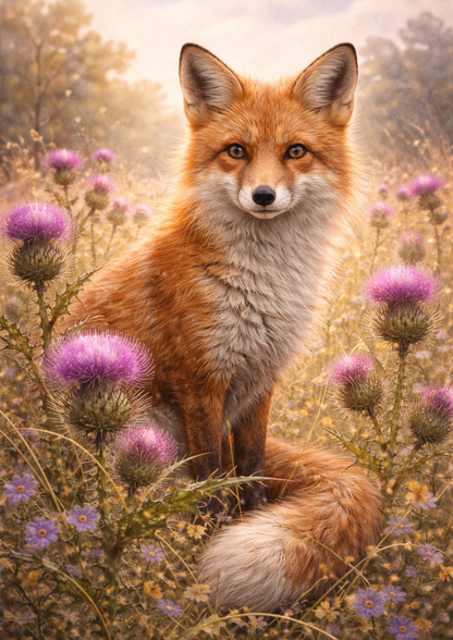 Rice Paper For Decoupage Fox & Wild Thistle Full Cat. No. 9021