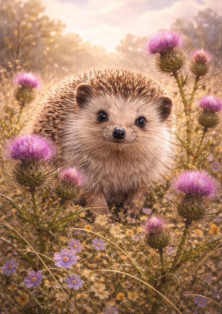 Rice Paper For Decoupage Hedgehog &amp; Wild Thistle Full Cat. No. 9022