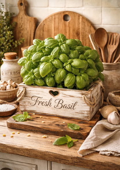Rice Paper For Decoupage Fresh Basil in Pot Full Cat. No. 9029
