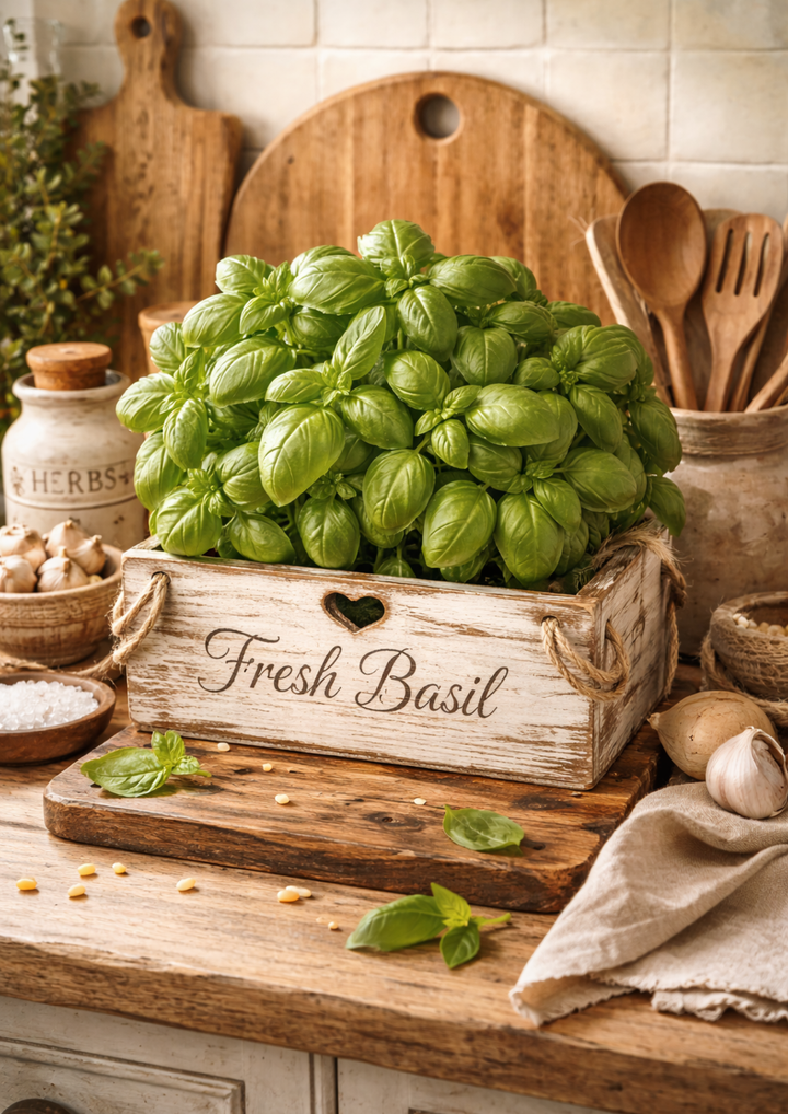 Rice Paper For Decoupage Fresh Basil in Pot Full Cat. No. 9029