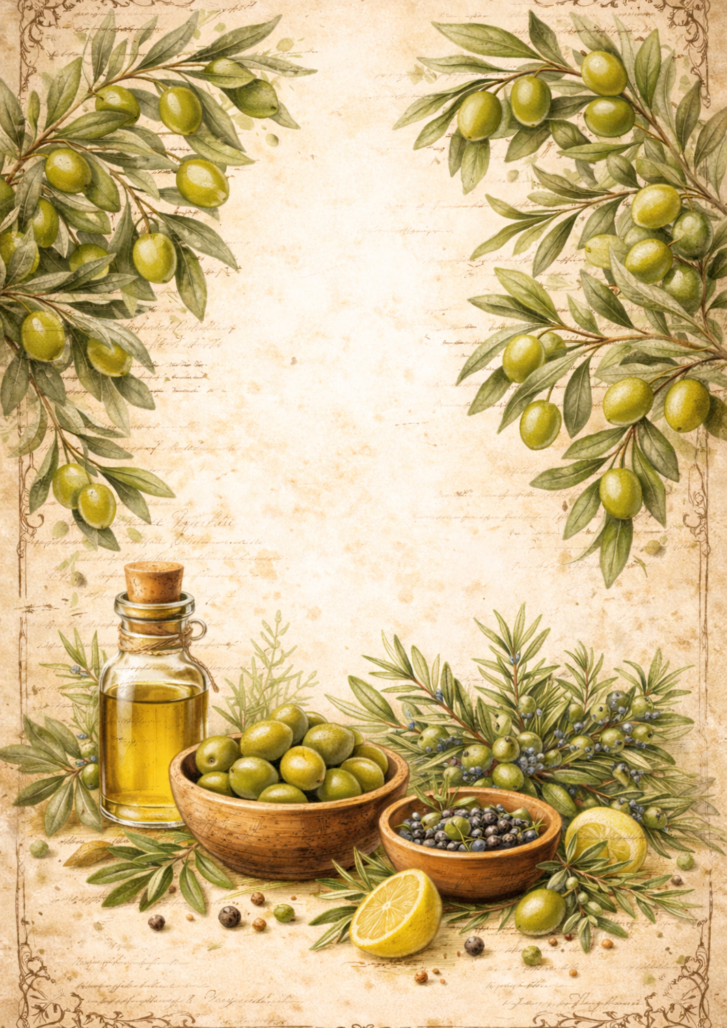 Rice Paper For Decoupage Green Olives Background Full Cat. No. 9032