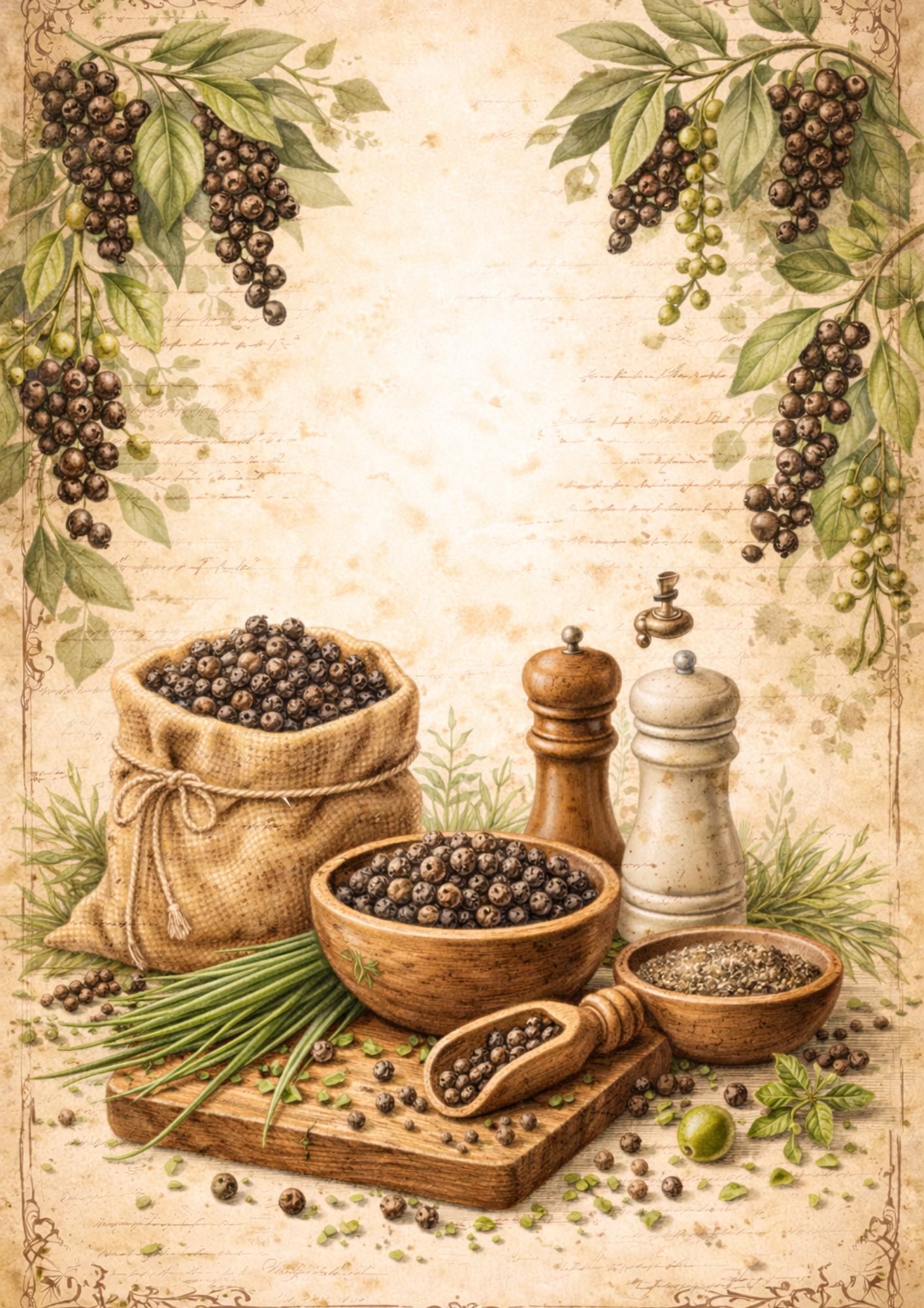 Rice Paper For Decoupage Black Pepper  Background Full Cat. No. 9035