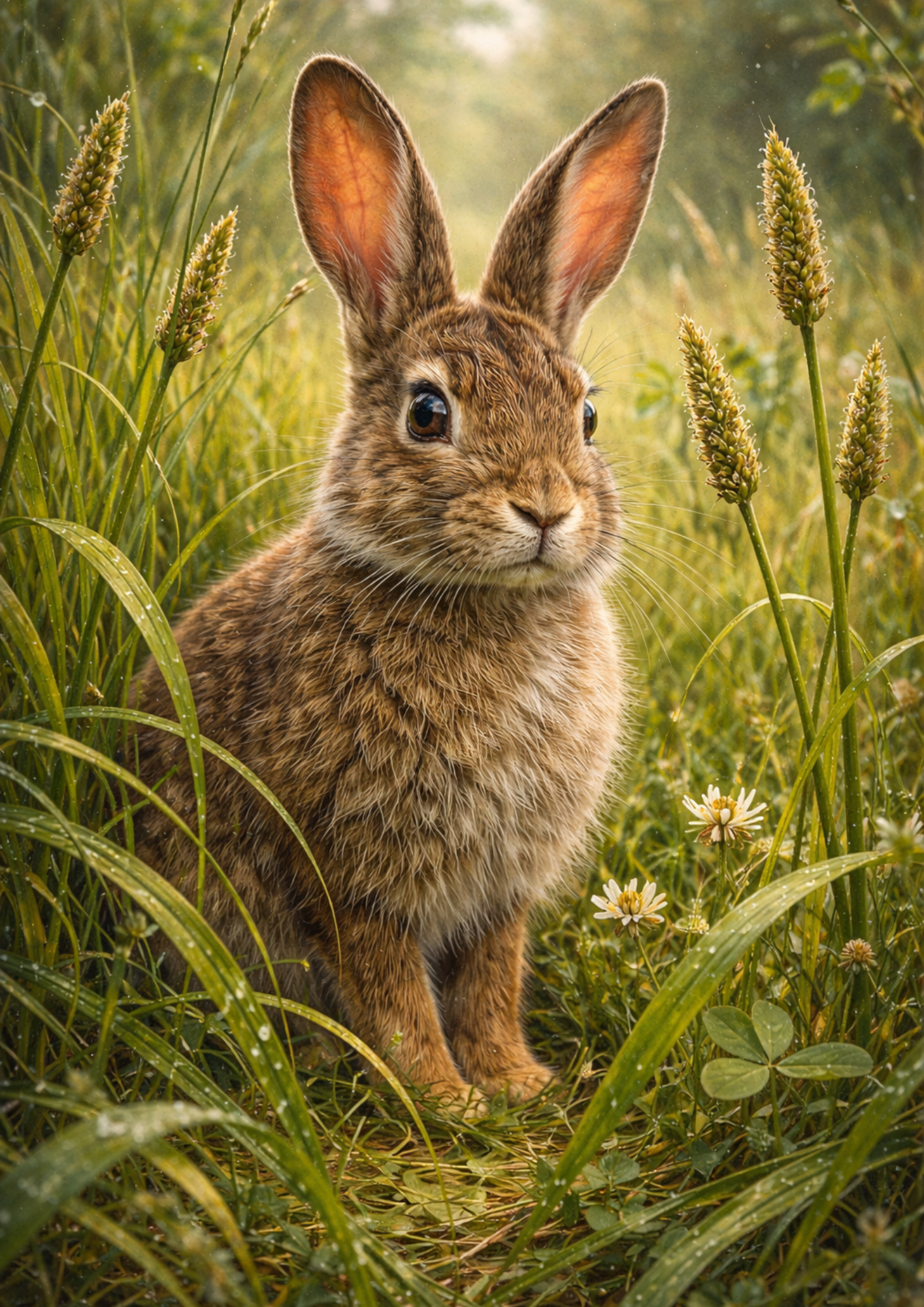 Rice Paper For Decoupage Wild Hare in the Meadow Full Cat. No.9050