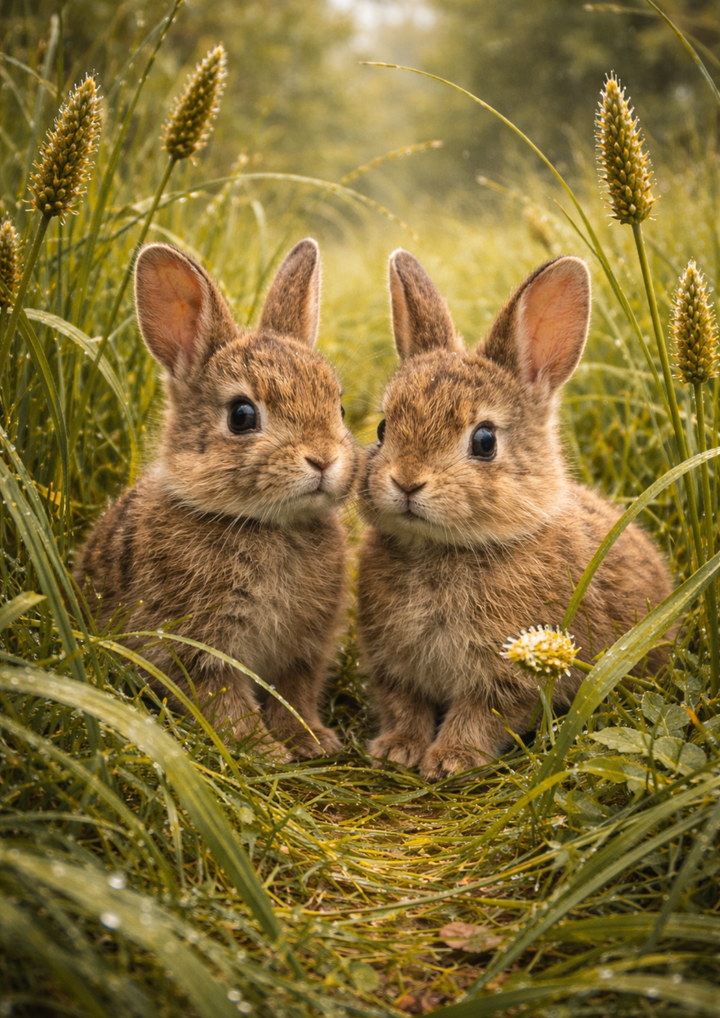 Rice Paper For Decoupage Little Rabbits in the Meadow Full Cat. No.9051