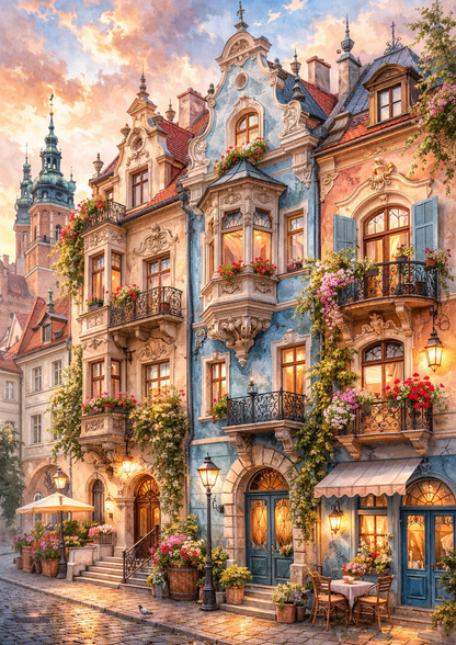 Rice Paper For Decoupage Old Style City View Full Cat. No.9056