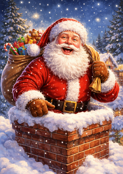 Rice Paper For Decoupage Santa in the Chimney Full Cat. No.9058