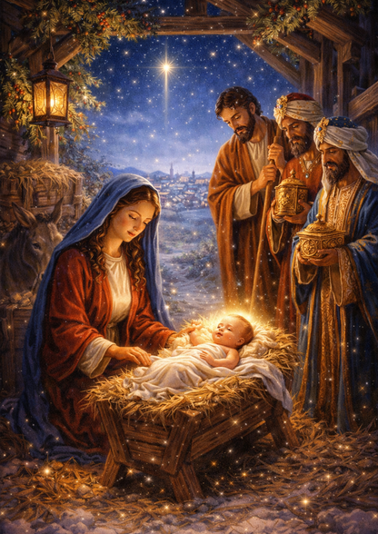 Rice Paper For Decoupage Jesus in Bethlehem  Full Cat. No.9063