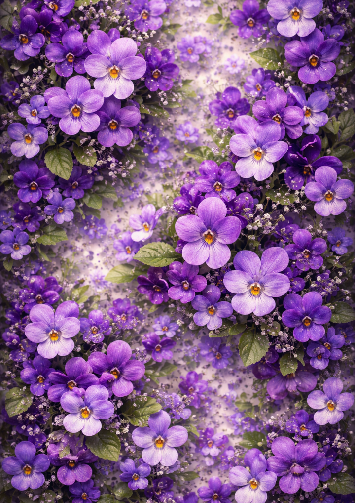 Rice Paper For Decoupage Violets Flower Background Full Cat. No.9068