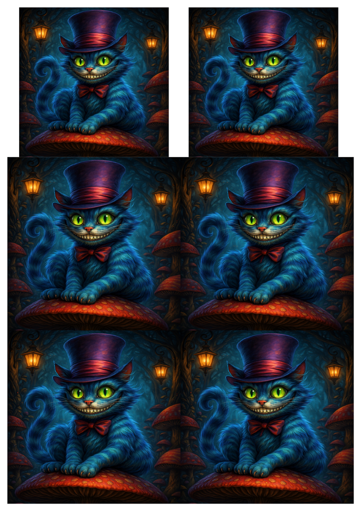 Rice Paper For Decoupage Cheshire Cat Collage  Cat. No.9080