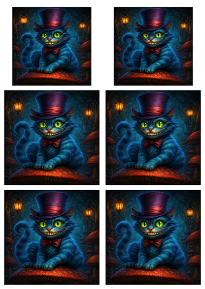 Rice Paper For Decoupage Cheshire Cat Collage  Cat. No.9081