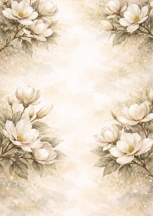 Rice Paper For Decoupage White Pastel Floral Background  Full  Cat. No.9094