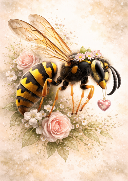 Rice Paper For Decoupage Wasp on Flofers in Shabby Chic Style  Full  Cat. No.9096