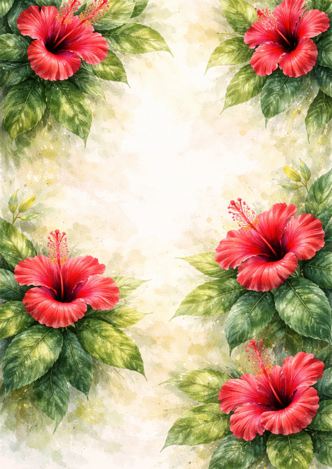 Rice Paper For Decoupage Red Hibiscus Flower Background Full  Cat. No.9102