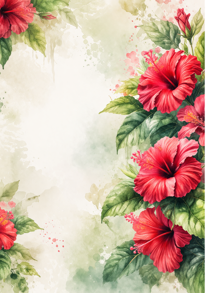 Rice Paper For Decoupage Red Hibiscus Flower Background Full  Cat. No.9103
