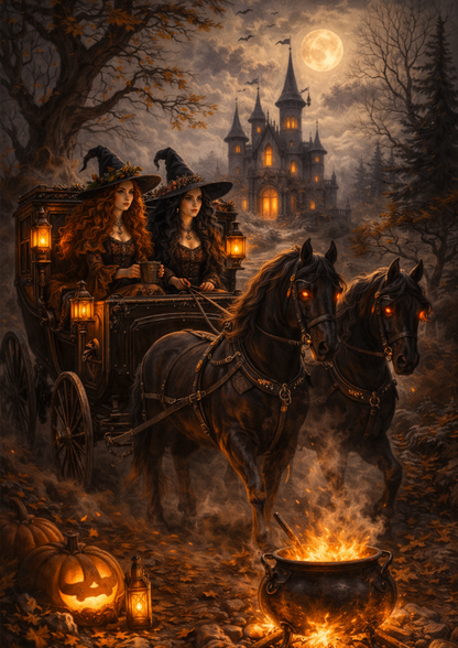 Rice Paper For Decoupage The Witches Ride  Full Cat. No.9111