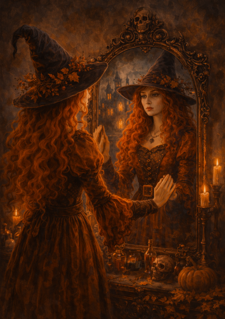 Rice Paper For Decoupage  Witch in The Mirror Full Cat. No.9112