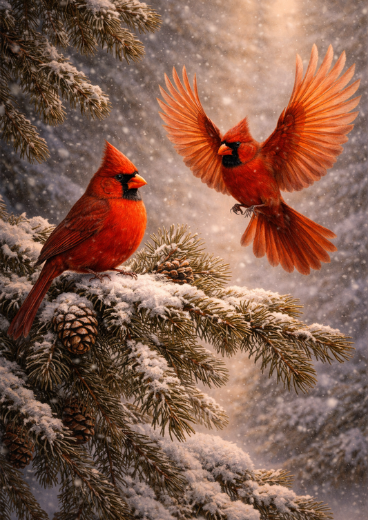 Rice Paper For Decoupage Red Cardinals Couple Full Cat. No.9116