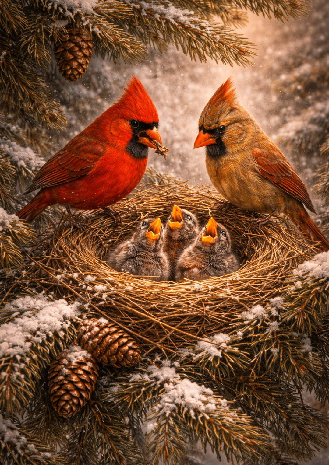 Rice Paper For Decoupage Red Cardinals Nest Full Cat. No.9117