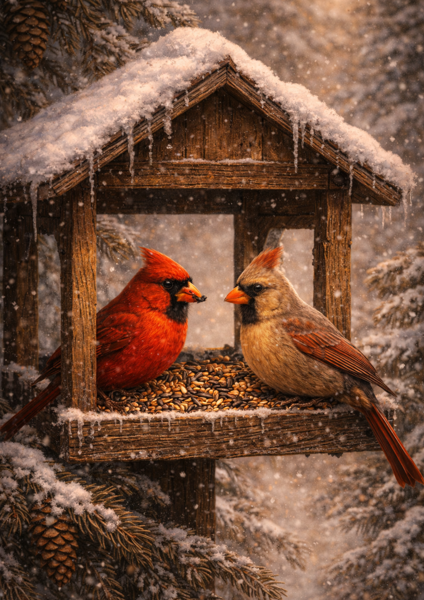 Rice Paper For Decoupage Red Cardinals in the Birdhouse Full Cat. No.9118