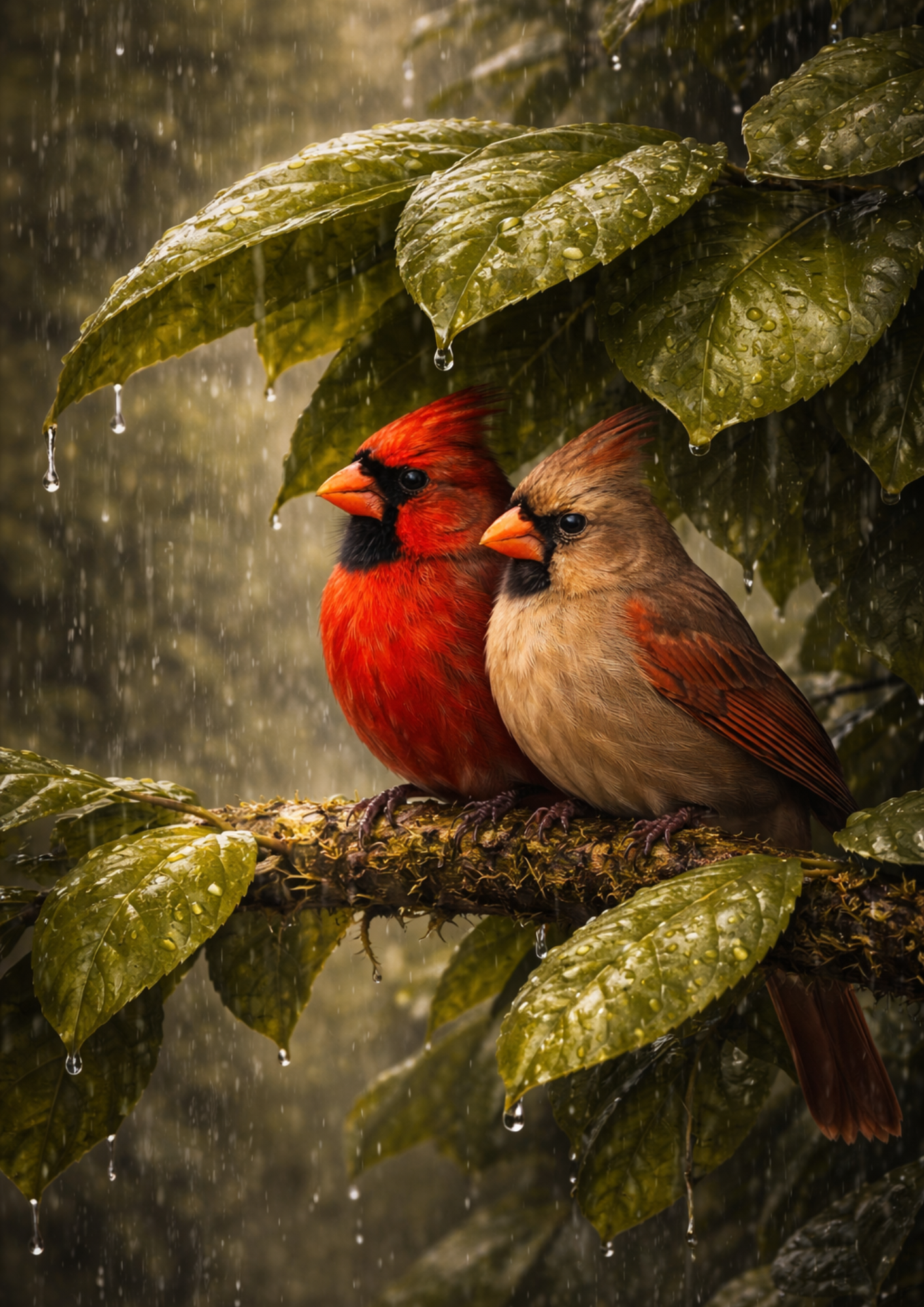 Rice Paper For Decoupage Red Cardinals & Rainy Day Full Cat. No.9119