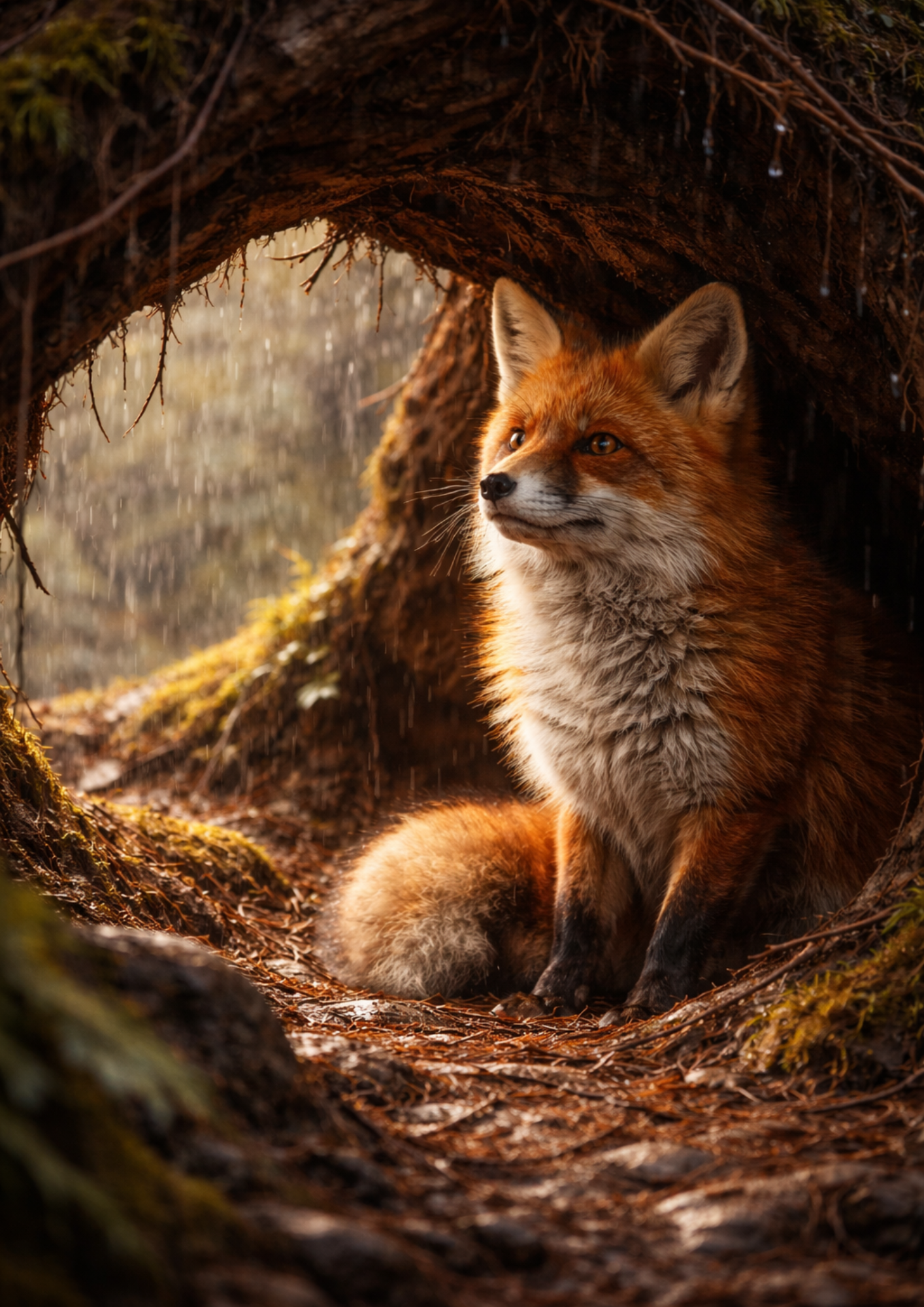 Rice Paper For Decoupage Fox in a Cave Full Cat. No.9122