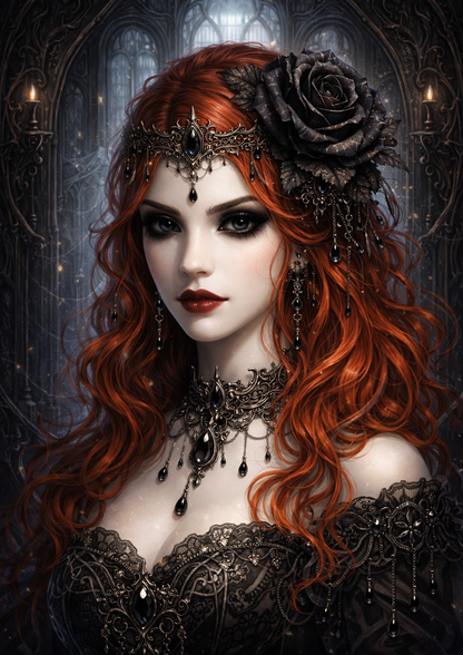 Rice Paper For Decoupage Gothic Woman Portrait Full Cat. No.9145