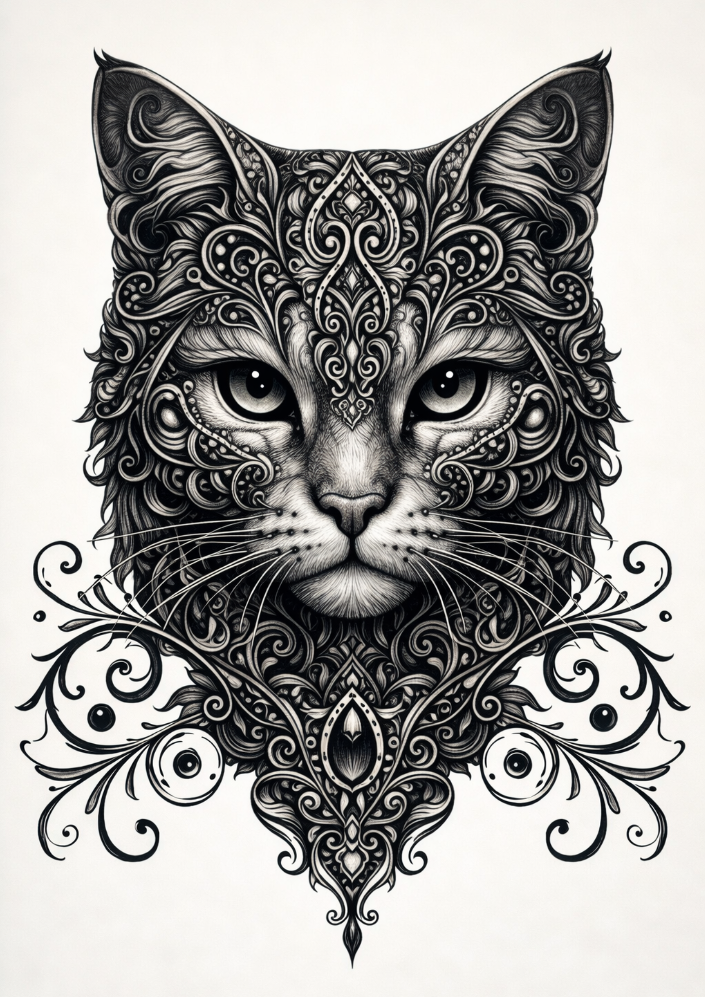 Rice Paper For Decoupage Gothic Cat Face Full  Cat. No.9149